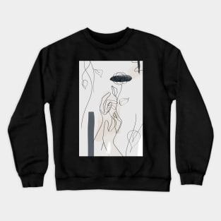 Woman hands flowers  outline painting sensual print Crewneck Sweatshirt